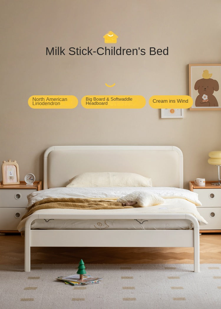 Rubber, Poplar Solid Wood Children's Single Bed