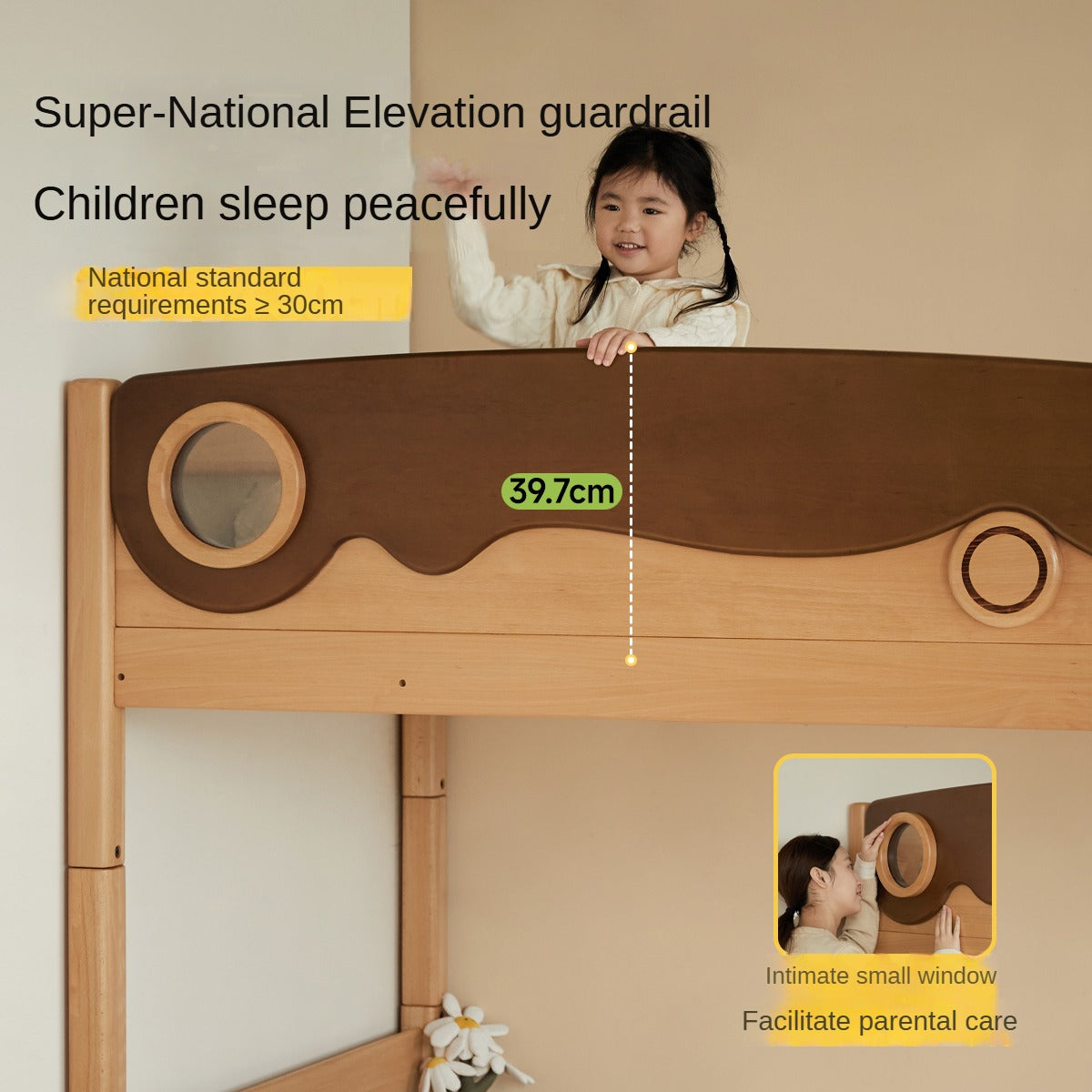 Beech solid wood with guardrails bunk bed