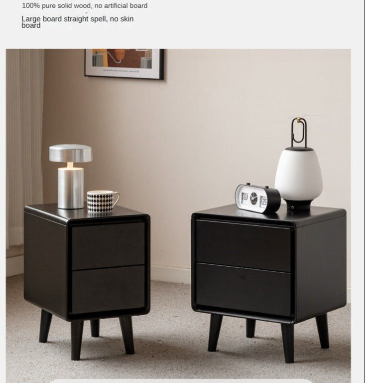 Poplar Solid Wood Black Nightstand