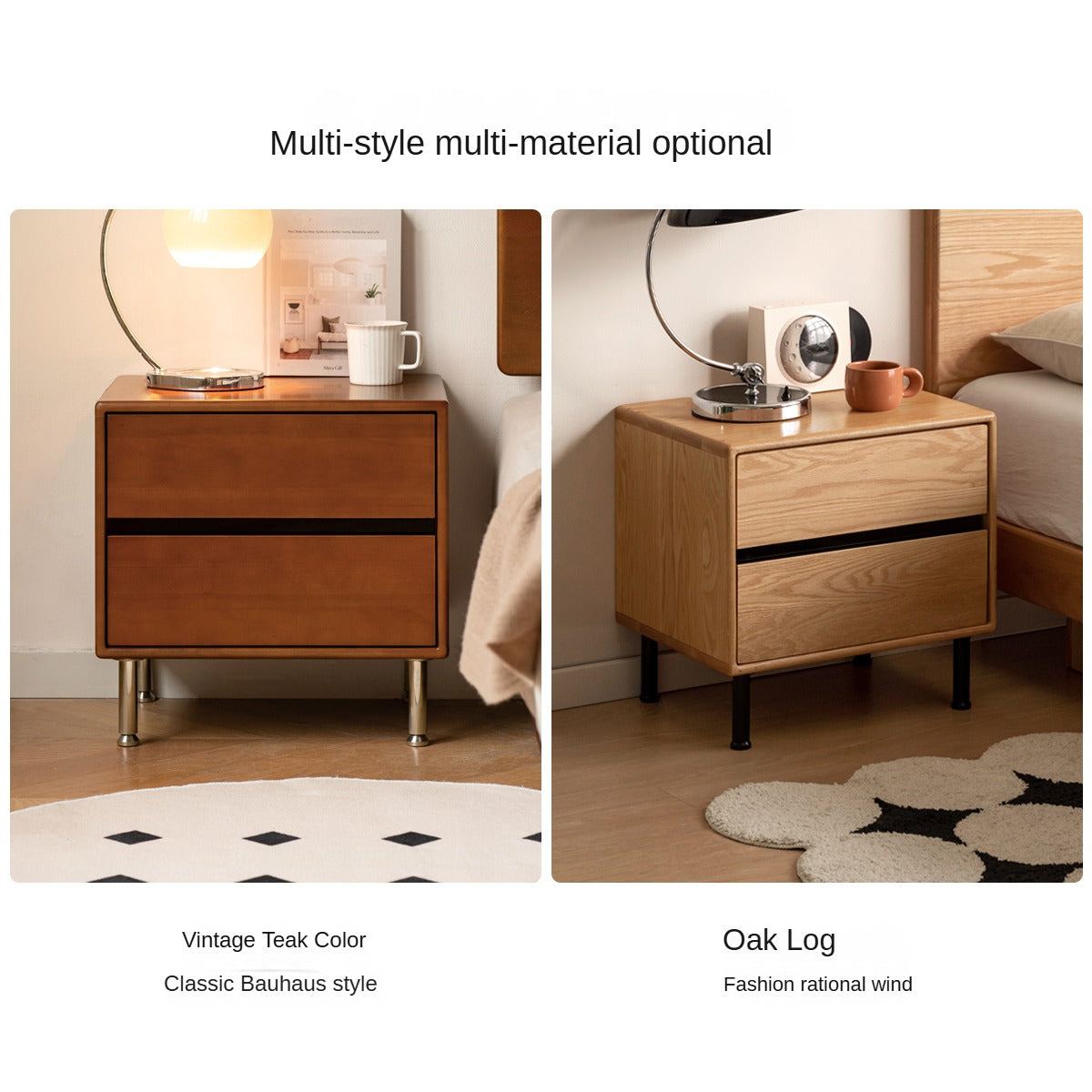 Beech Solid Wood Light Luxury Style Nightstand