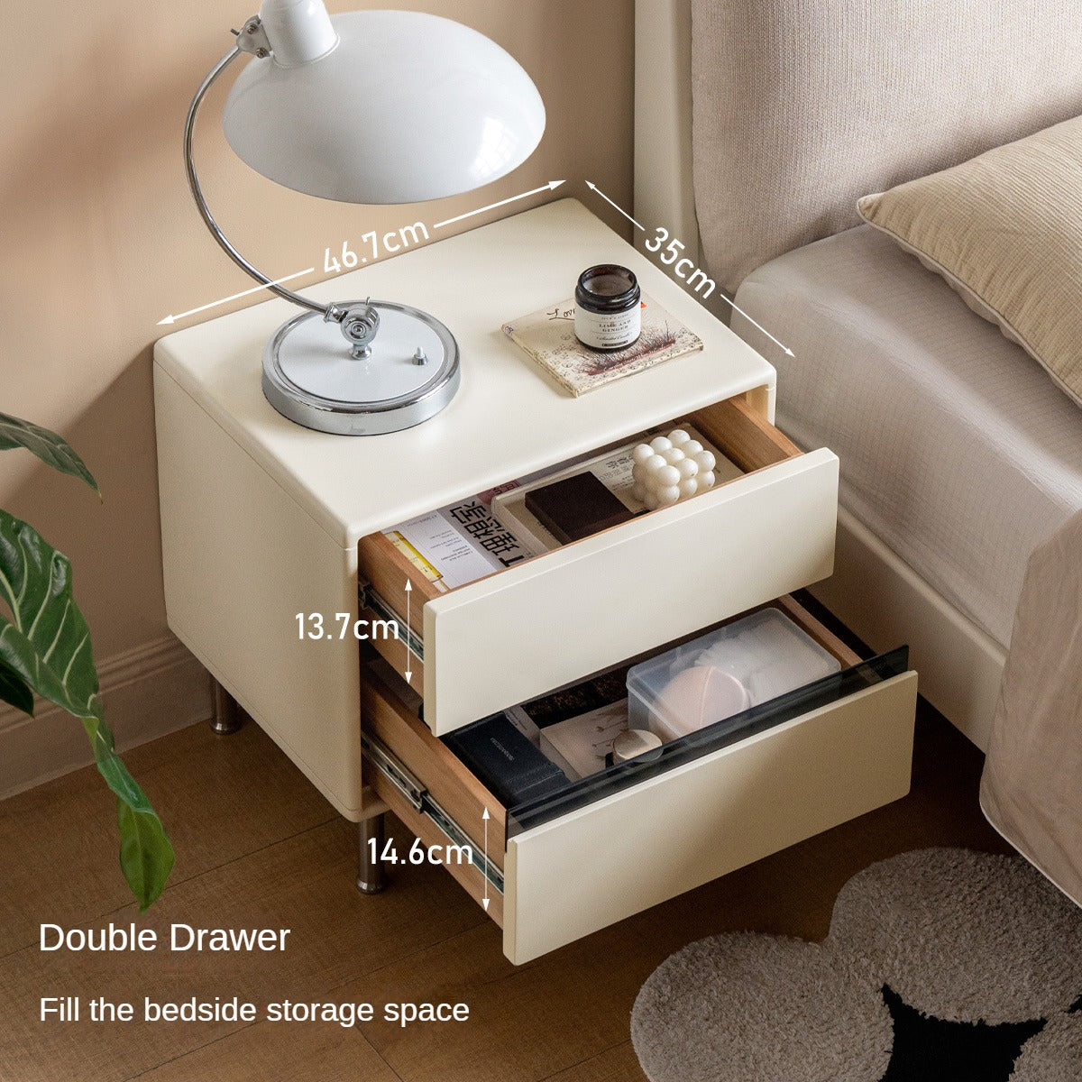 Beech Solid Wood Light Luxury Style Nightstand