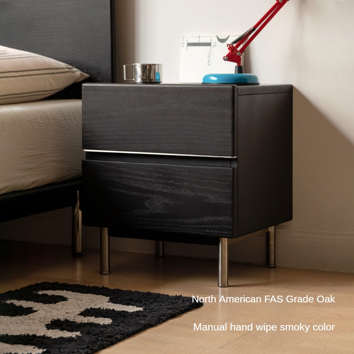 Oak Solid Wood Light Luxury Style Nightstand