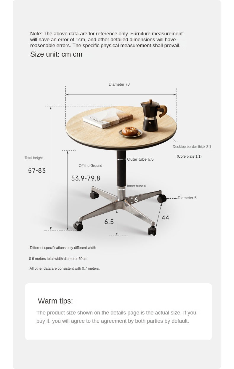 Oak Solid Wood Lifting Rock Plate Tea Table