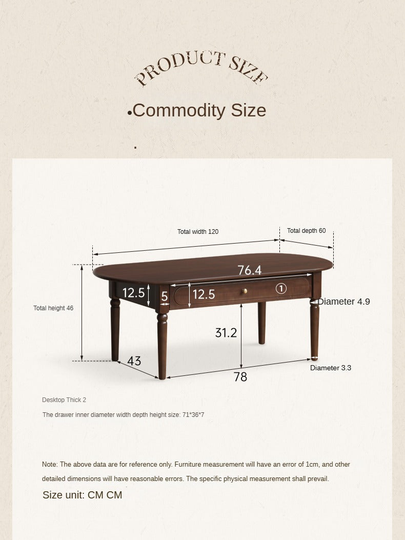 Poplar Solid Wood Retro Coffee Table