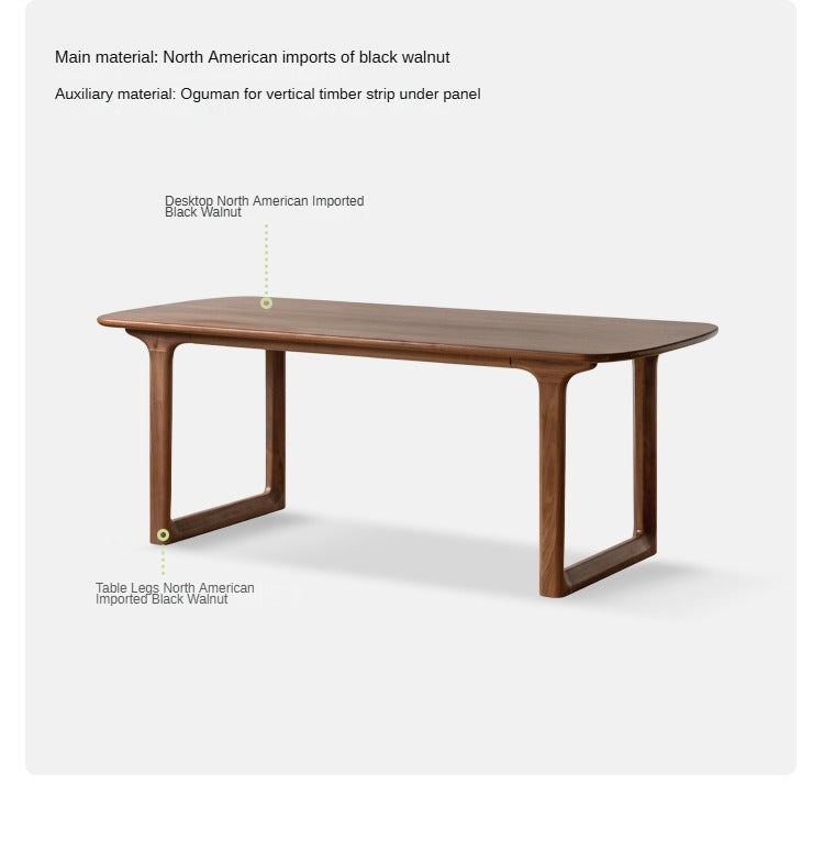 Black Walnut Solid Wood Rectangular Tea Table