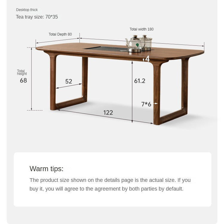 Black Walnut Solid Wood Rectangular Tea Table