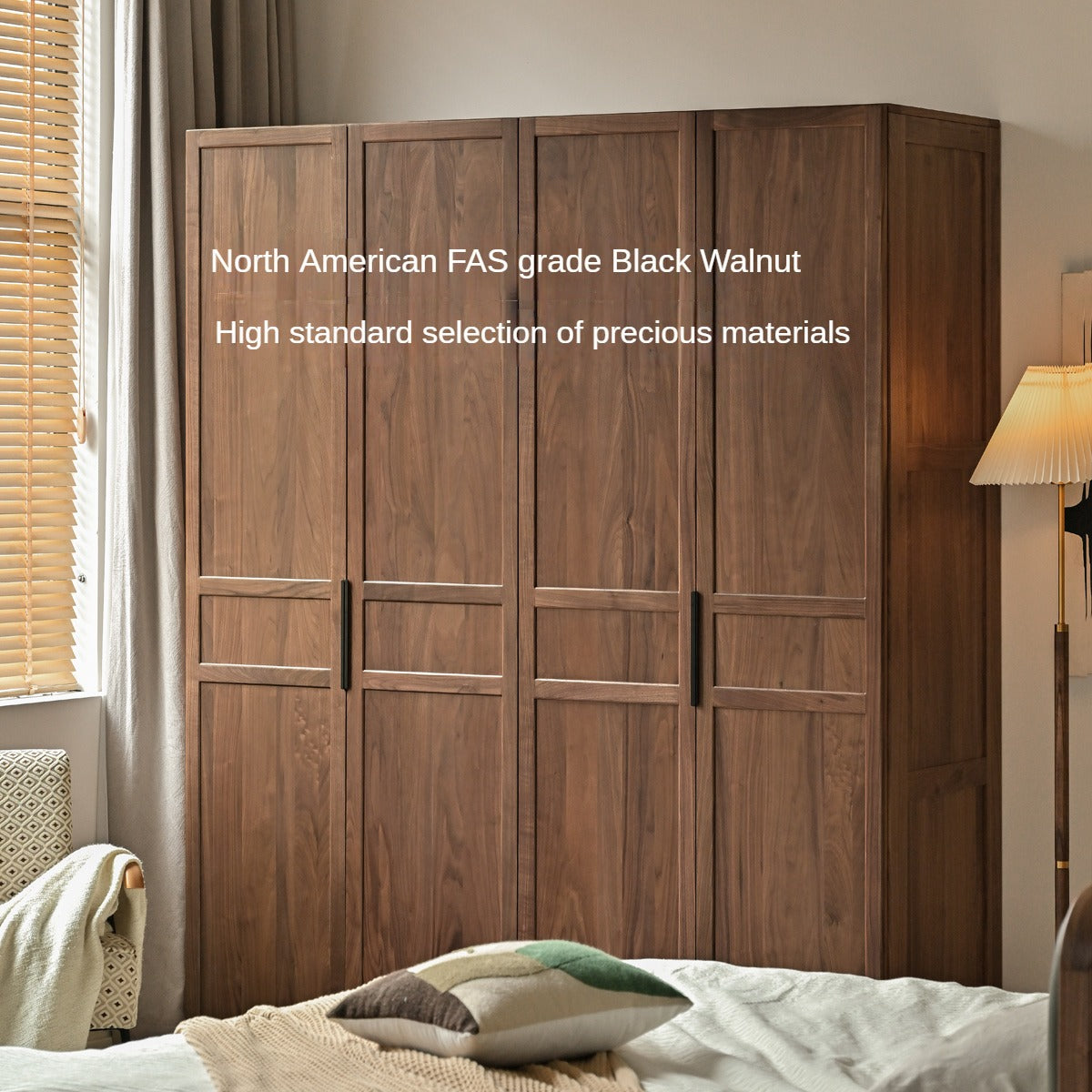 Black Walnut Solid Wood Wardrobe Modern Simple