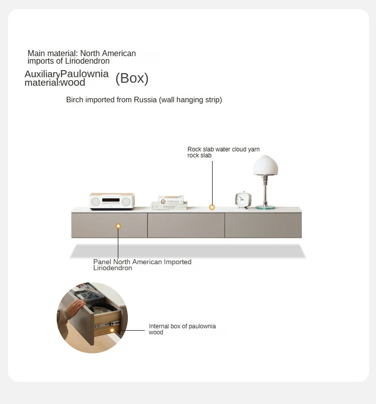 Poplar solid wood wall-mounted suspended splicing TV cabinet