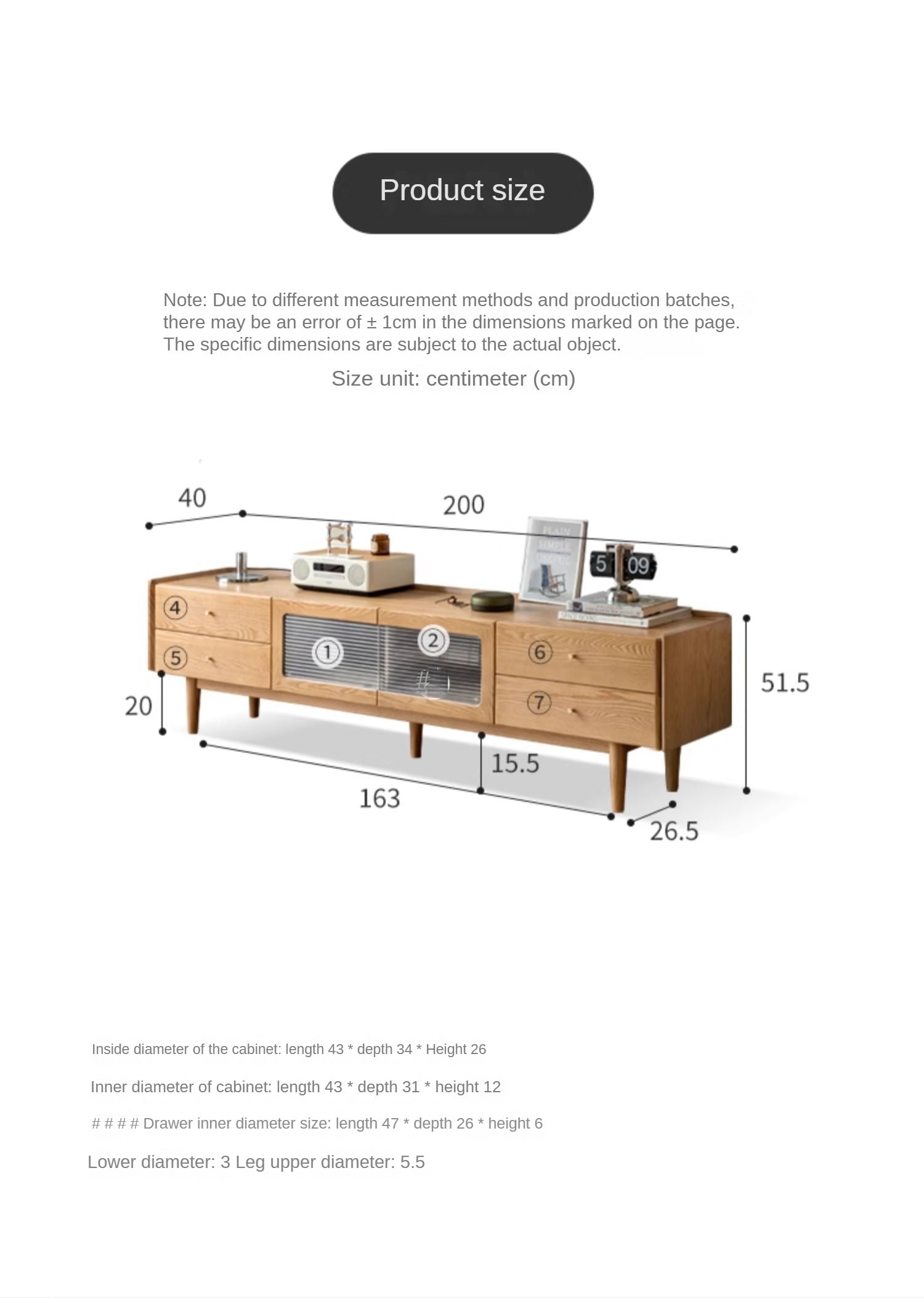 Ash Solid Wood Nordic White Wax TV Cabinet