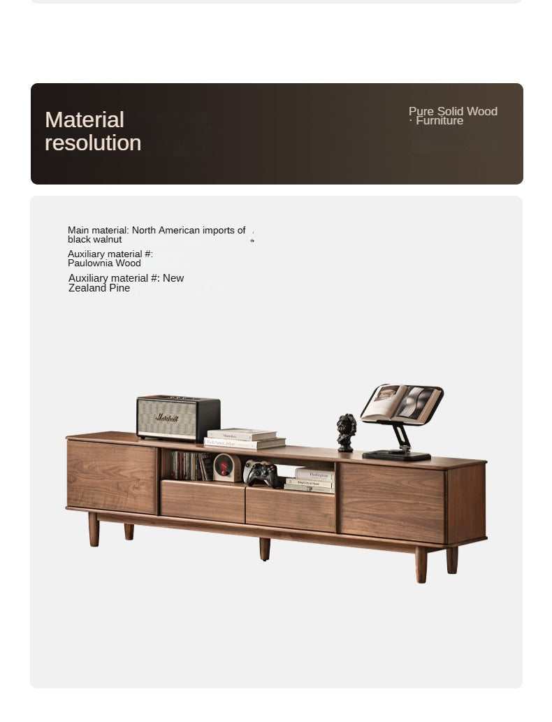 Black walnut solid wood modern simple TV cabinet