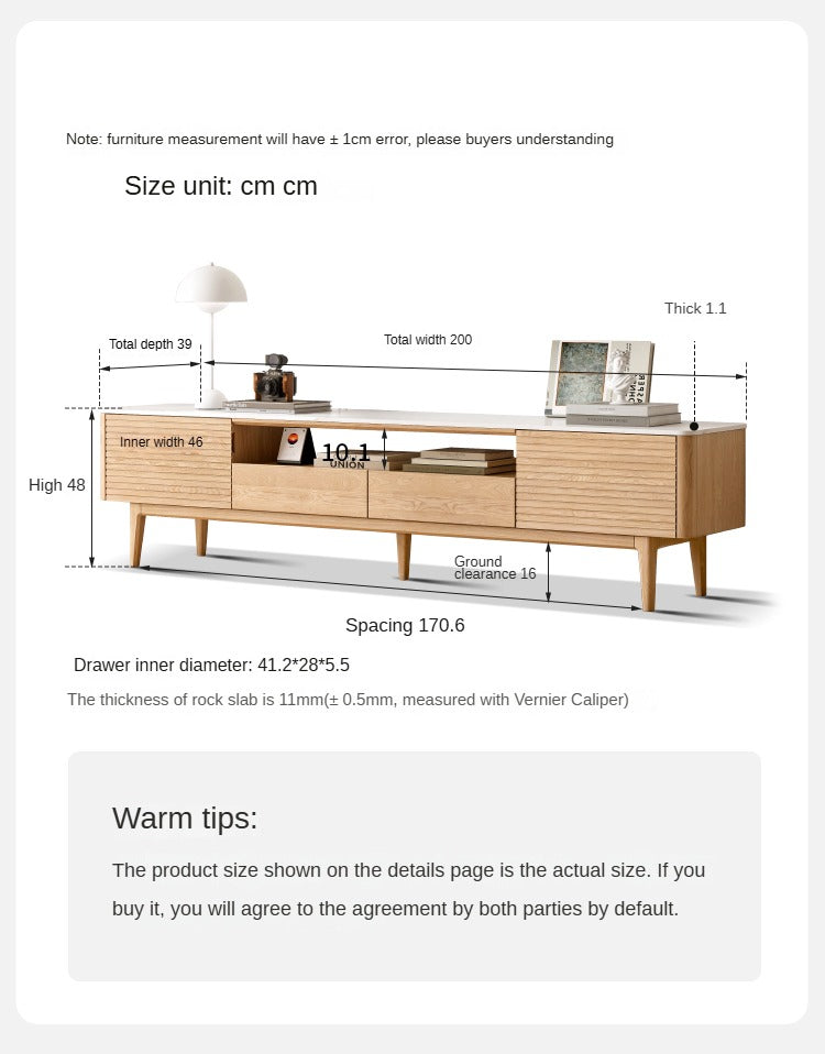 Ash Solid Wood High Foot TV Cabinet