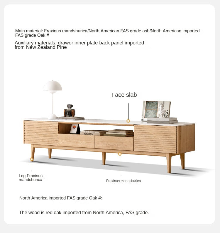 Ash Solid Wood High Foot TV Cabinet