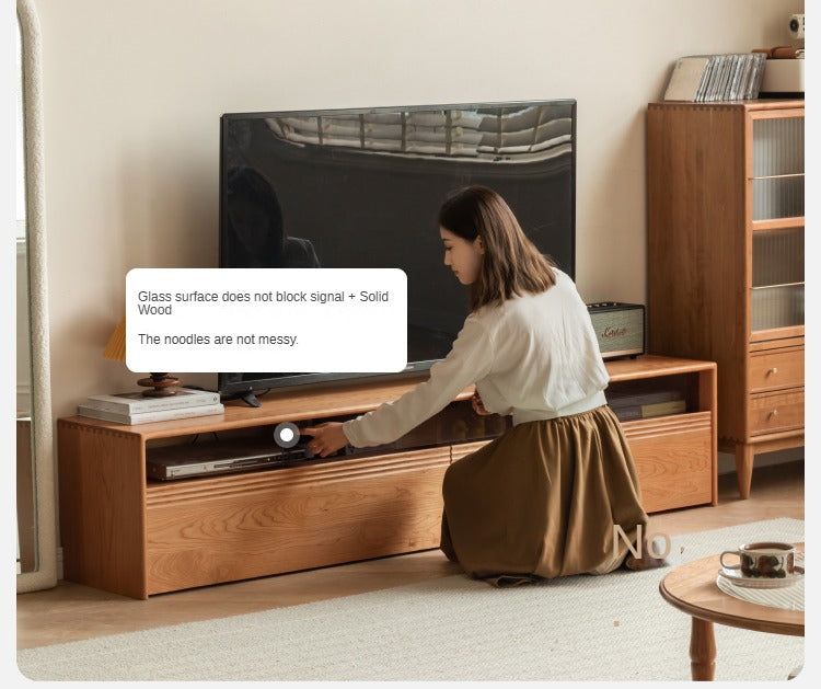 Cherry wood, Poplar solid wood floor TV cabinet