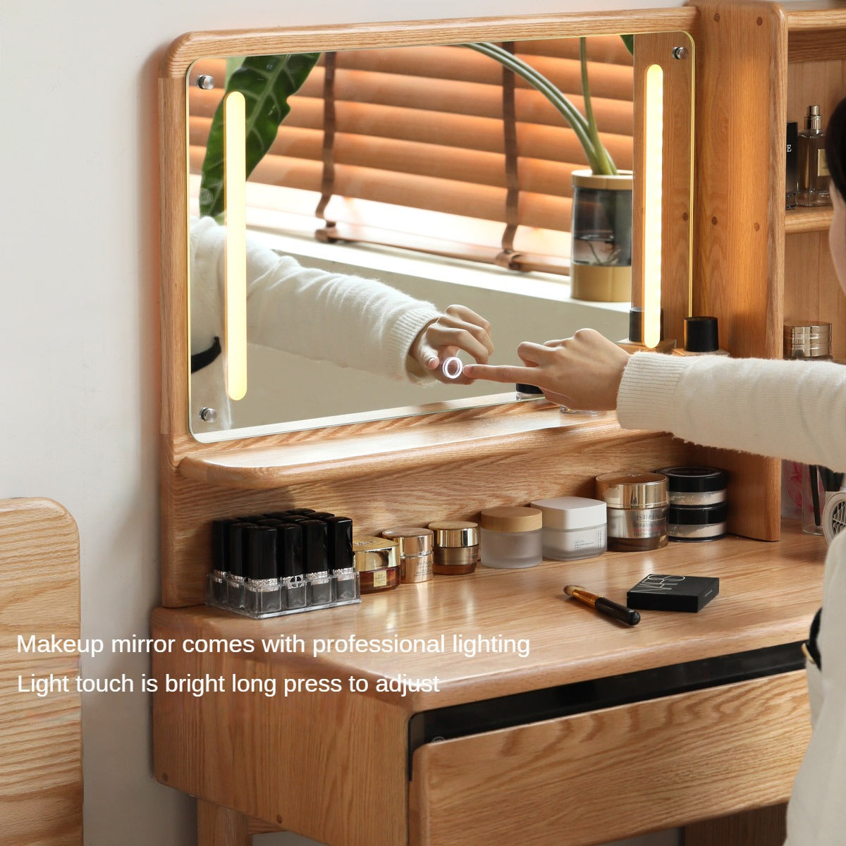 Oak Solid Wood Lighted Dressing Table