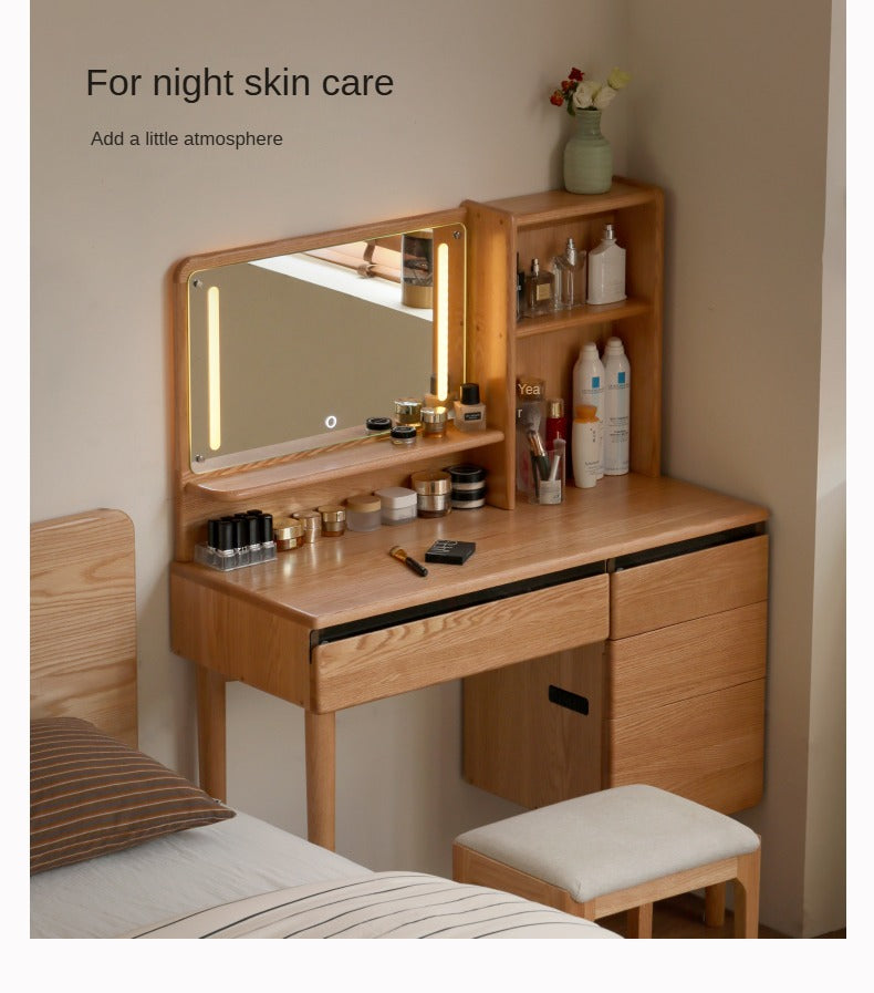 Oak Solid Wood Lighted Dressing Table