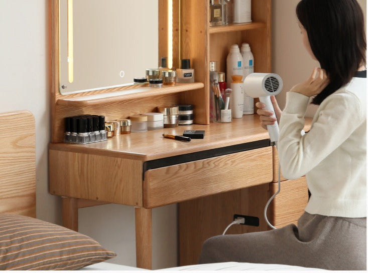 Oak Solid Wood Lighted Dressing Table