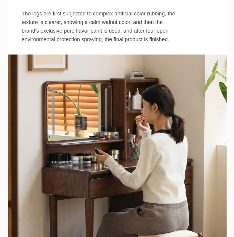 Oak Solid Wood Lighted Dressing Table