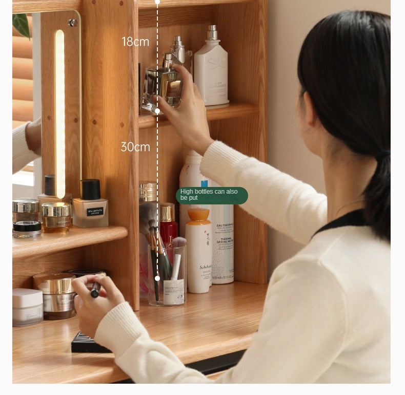 Oak Solid Wood Lighted Dressing Table