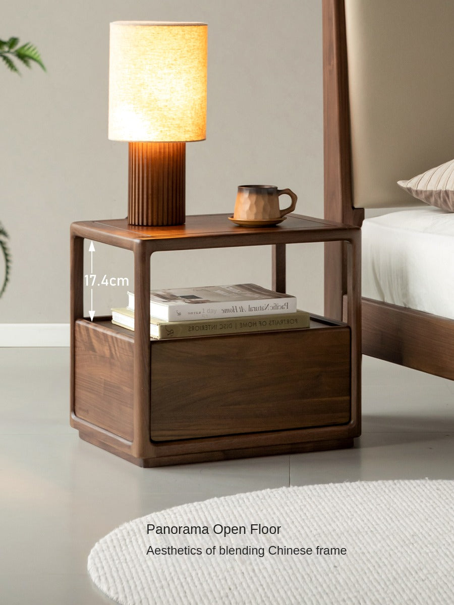 Black Walnut Solid Wood Locker Nightstand