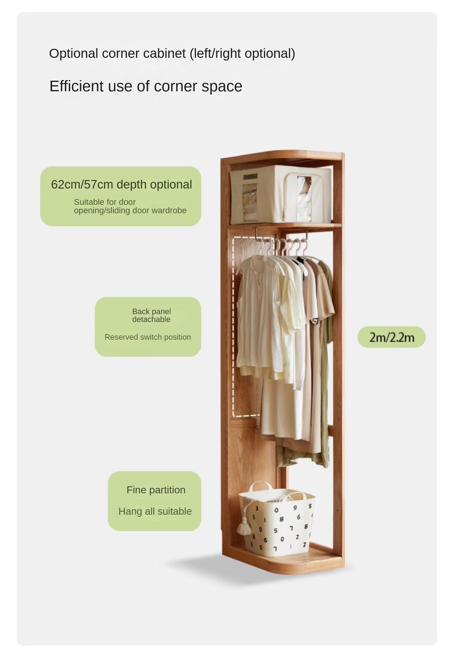 Ash Solid Wood Sliding Door Wardrobe