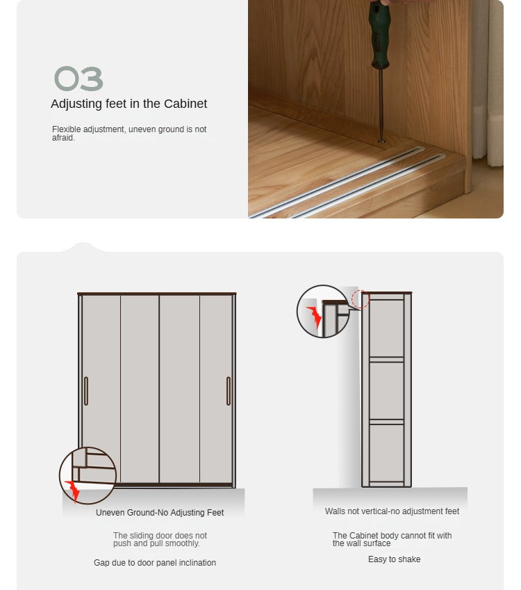 Ash Solid Wood Sliding Door Wardrobe