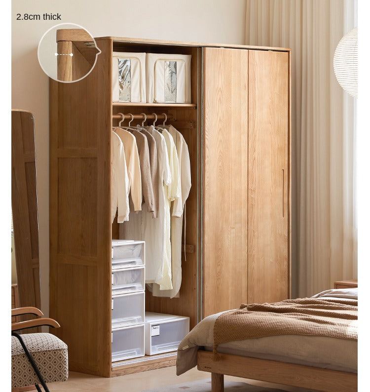 Ash Solid Wood Sliding Door Wardrobe