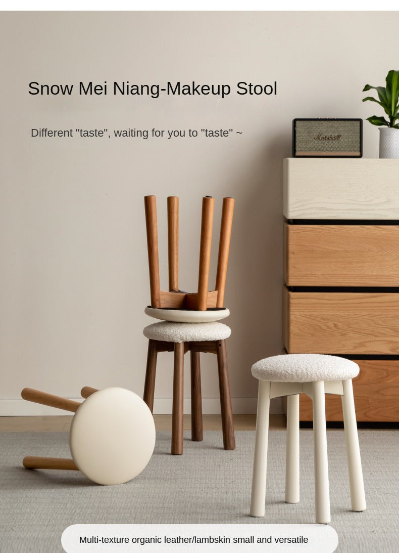 Cherry, Oak, Black walnut Solid Wood Makeup Stool