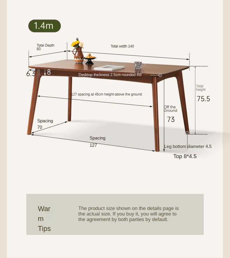 Poplar solid wood retro rectangular dining table