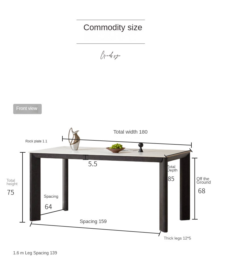 Oak Solid Wood Light Luxury Rock Rectangular Table