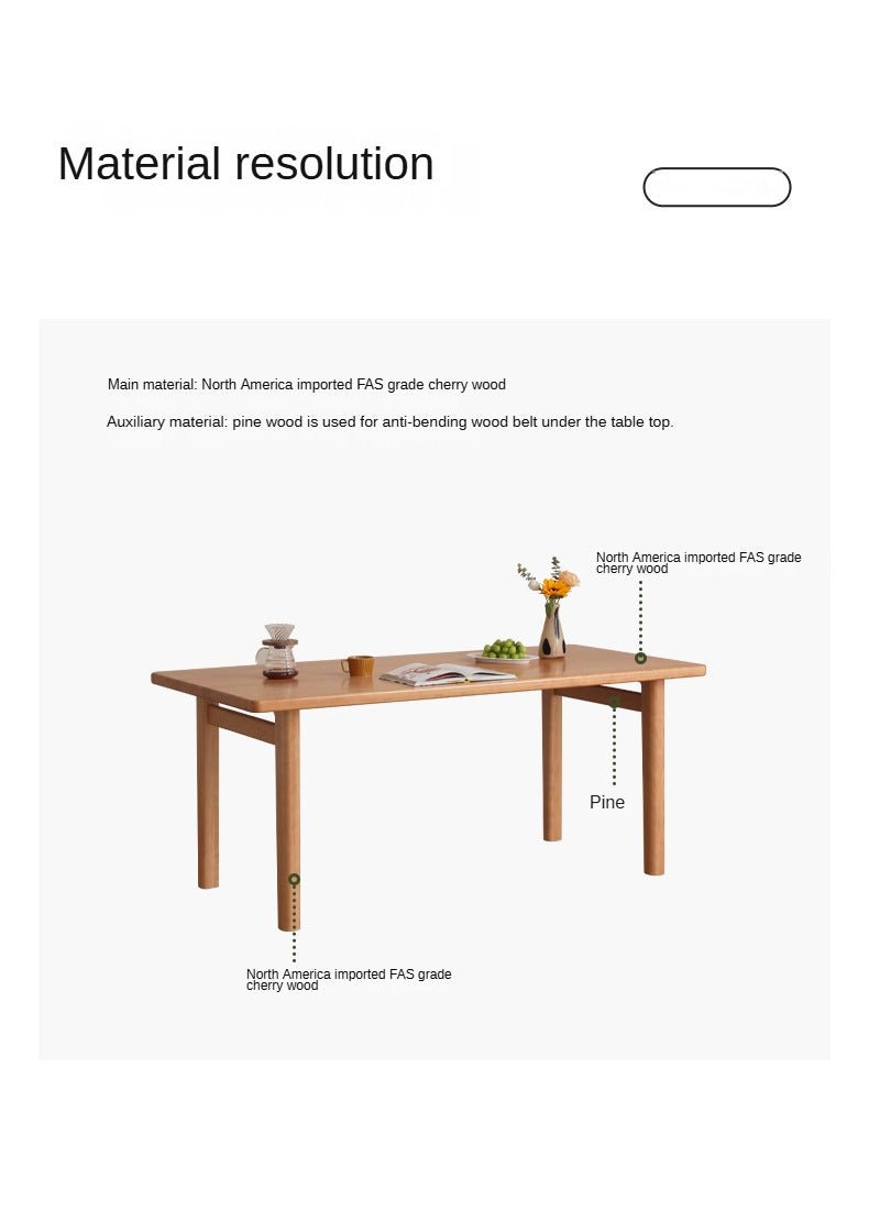 Cherry solid wood large dining table