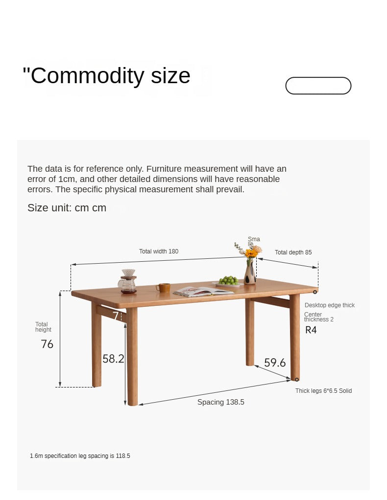 Cherry solid wood large dining table