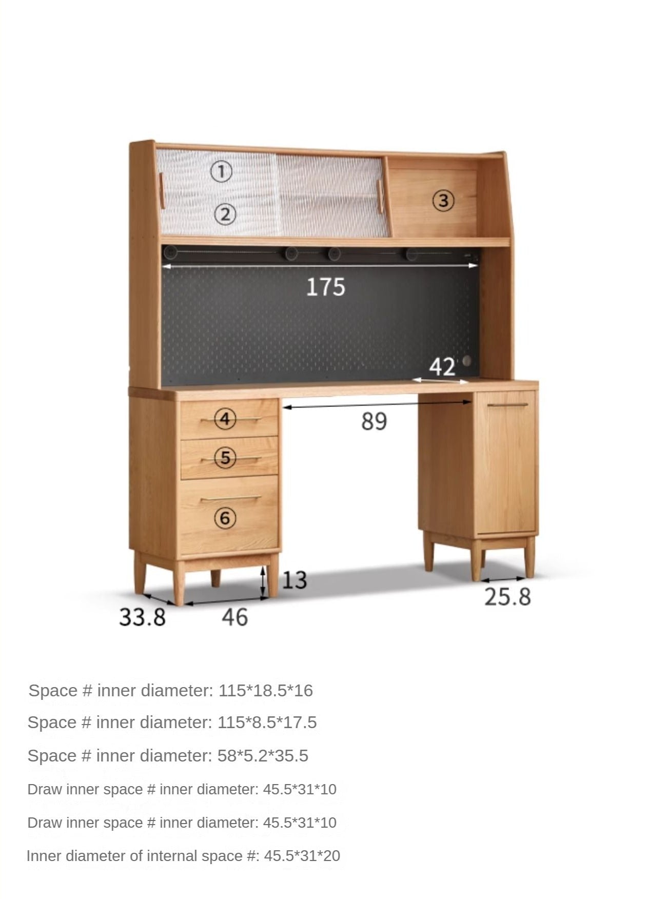 Oak solid wood large capacity dining sideboard