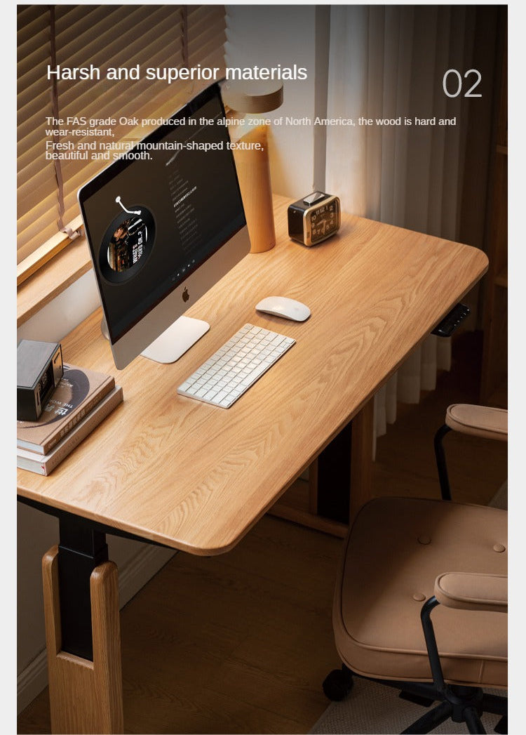 Oak Solid Wood Electric Lift Desk