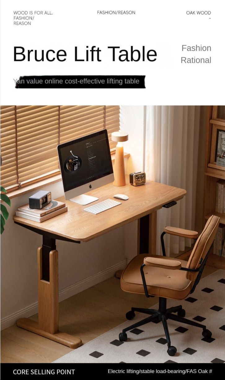 Oak Solid Wood Electric Lift Desk