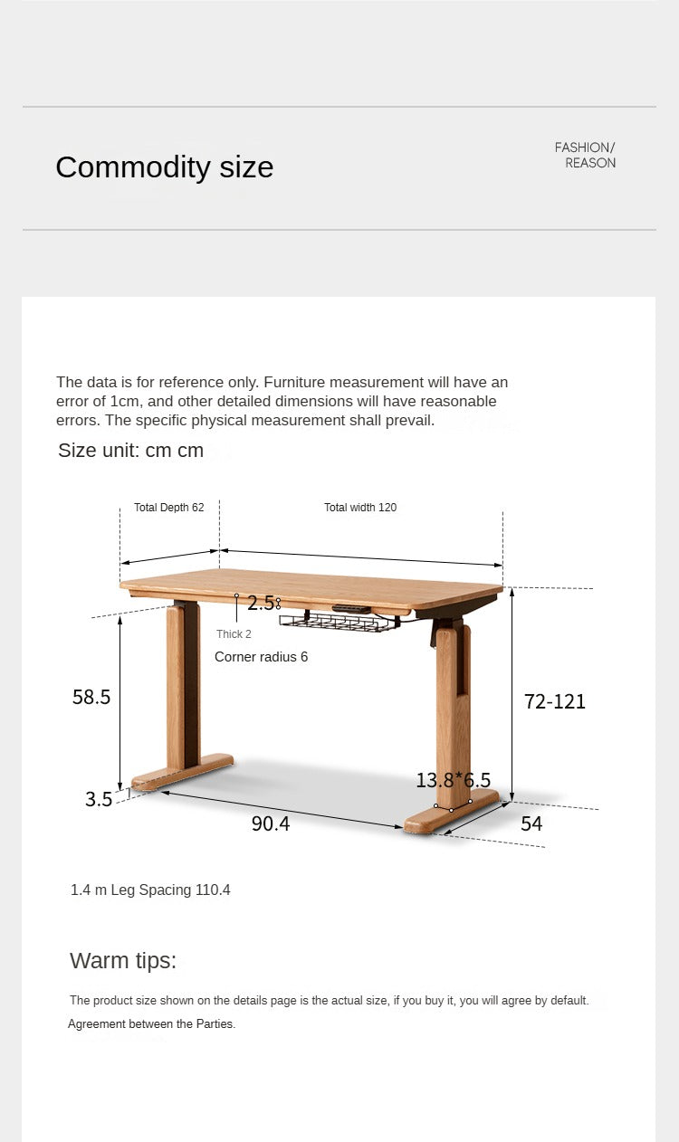 Oak Solid Wood Electric Lift Desk