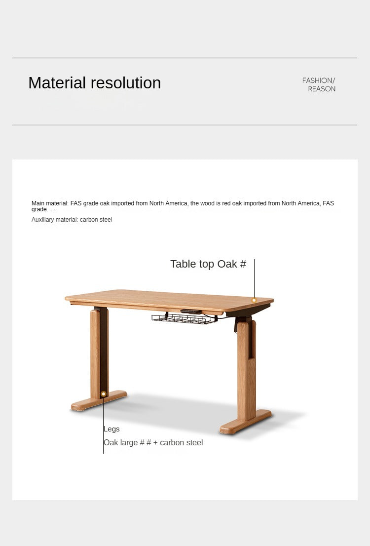 Oak Solid Wood Electric Lift Desk