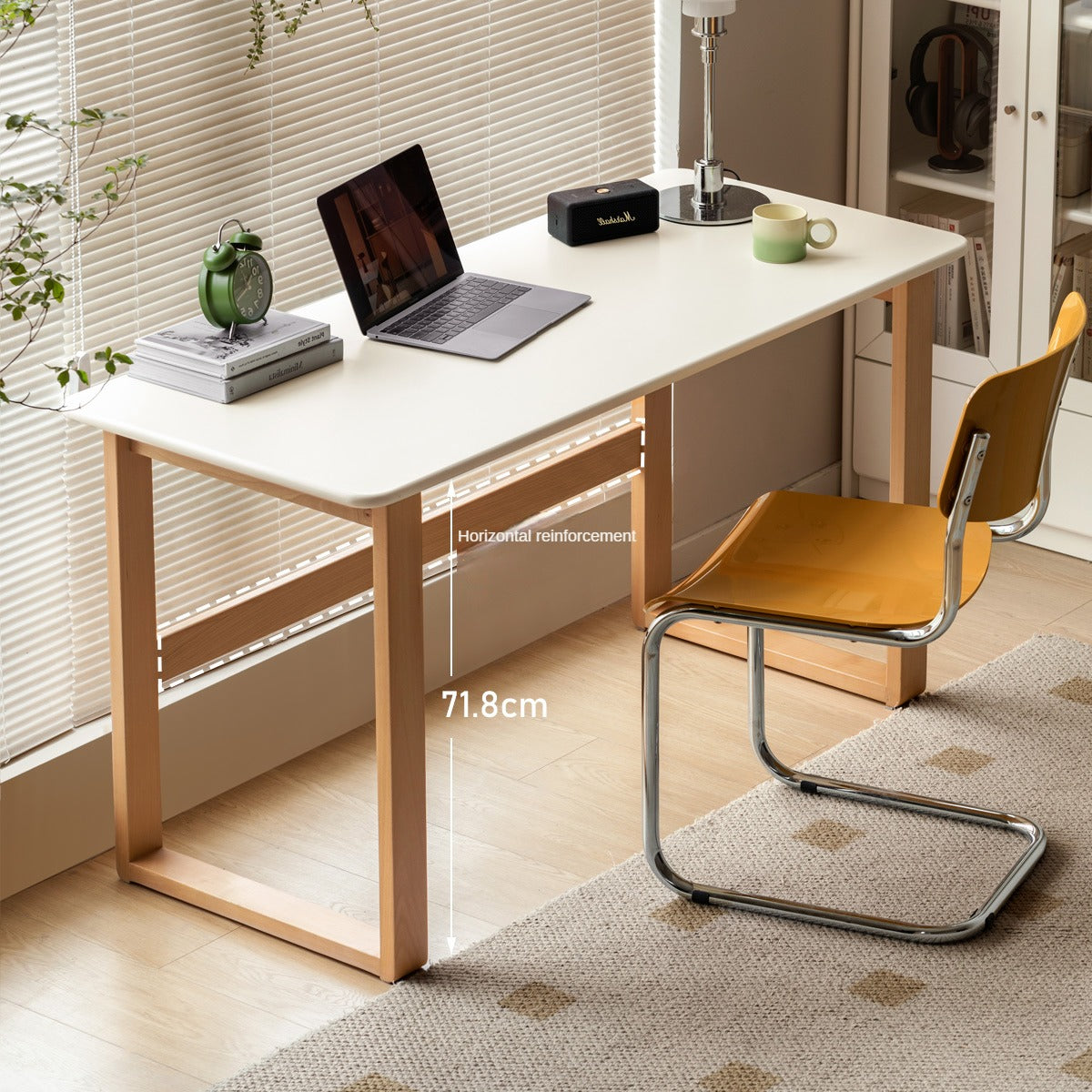 Beech Solid Wood Writing Computer Desk