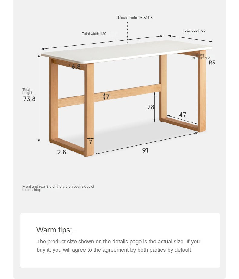 Beech Solid Wood Writing Computer Desk