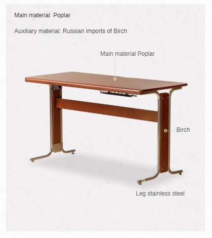 Poplar Solid Wood Rectangular Study Desk