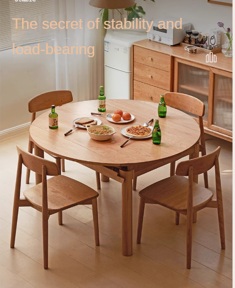 Cherry wood Retractable folding round table )