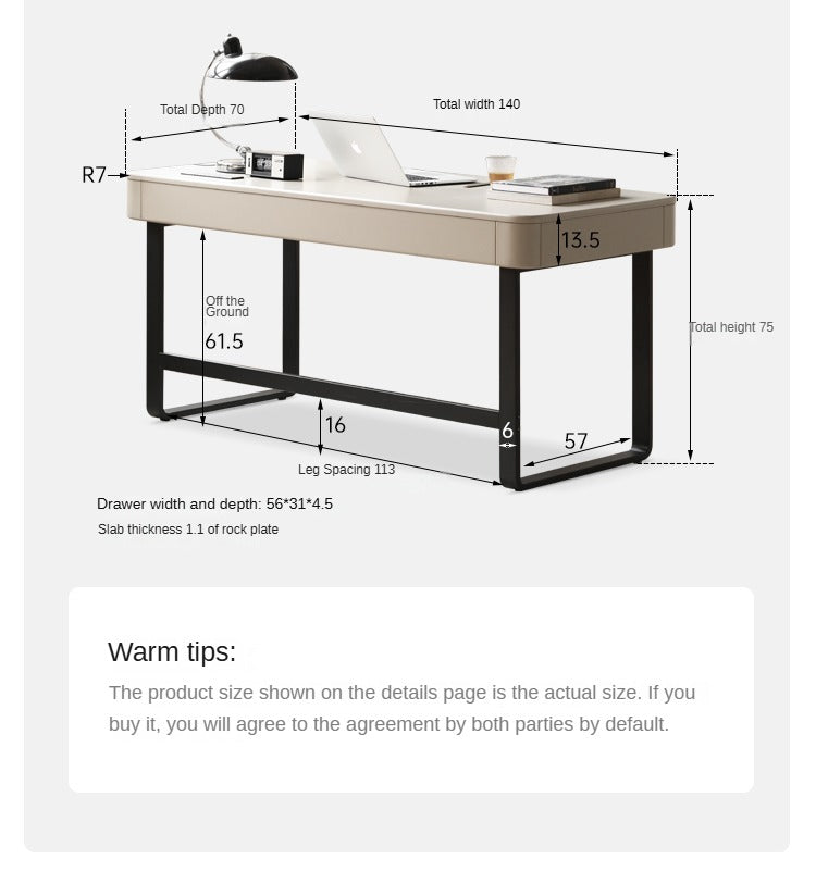 Poplar Solid Wood Modern Rock Board Computer Desk