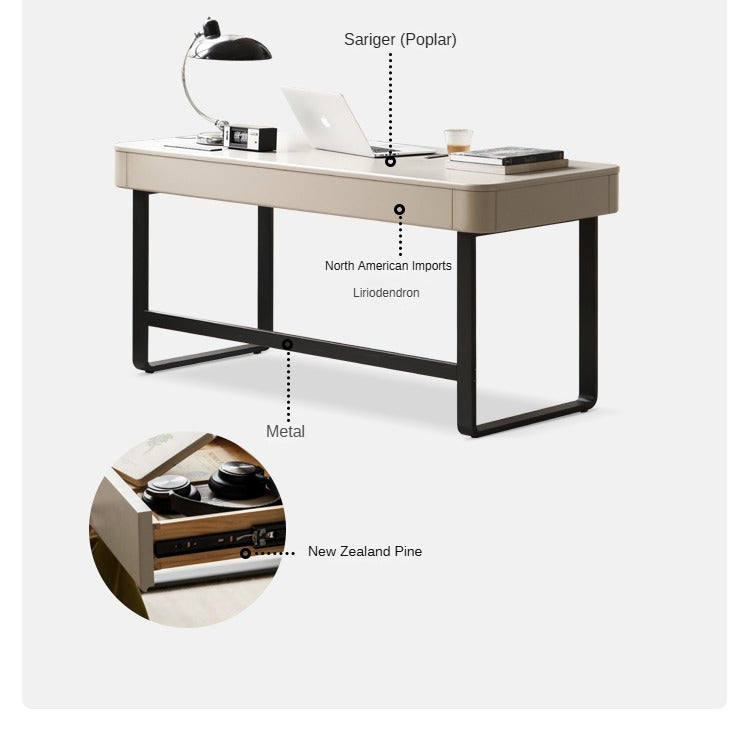 Poplar Solid Wood Modern Rock Board Computer Desk