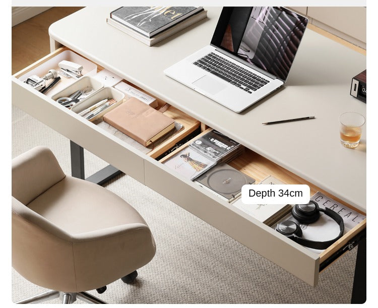 Poplar Solid Wood Modern Rock Board Computer Desk