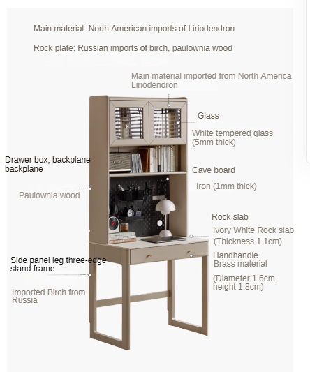 Poplar Solid Wood Rock Board Light Luxury Narrow Desk