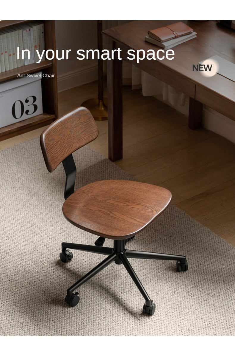 Oak Solid Wood Modern Simple Lift Computer Rotatable Chair