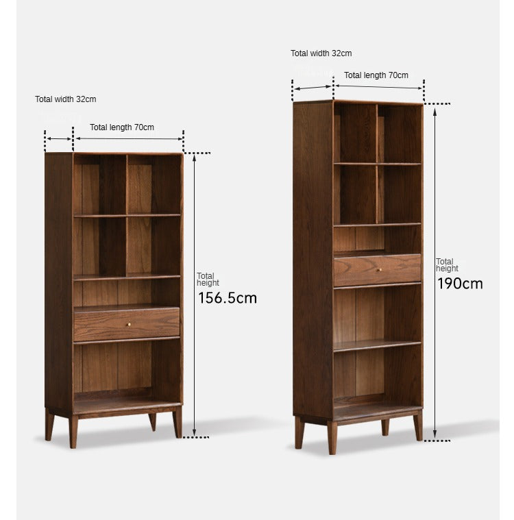 Oak Solid Wood Bookcase Open Storage Cabinet