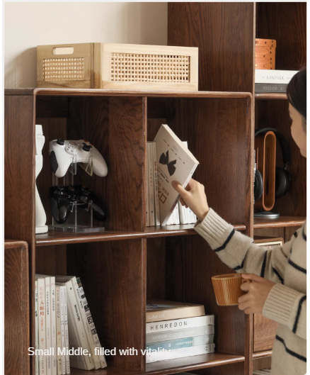 Oak Solid Wood Bookcase Open Storage Cabinet