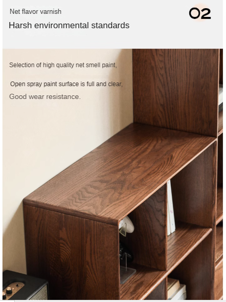 Oak Solid Wood Bookcase Open Storage Cabinet