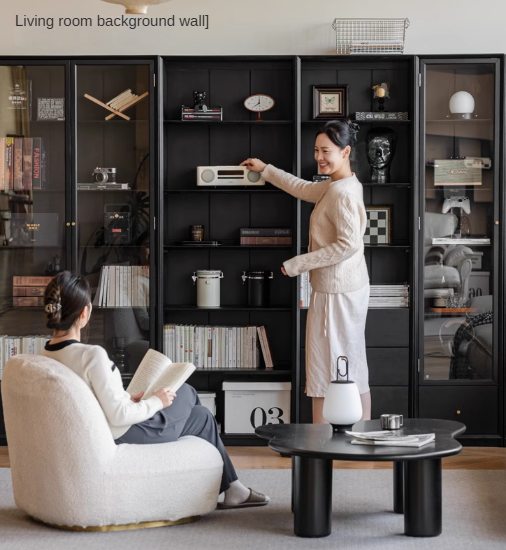 Oak Solid Wood Combination Bookcase Floor Bookshelf