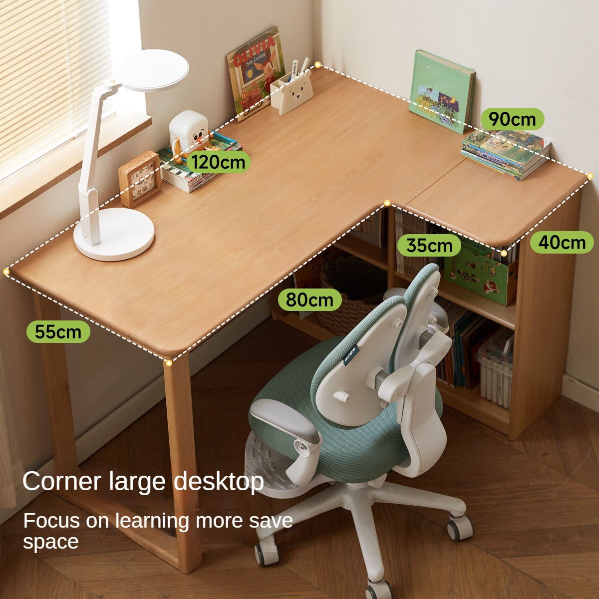 Beech solid wood children's corner desk